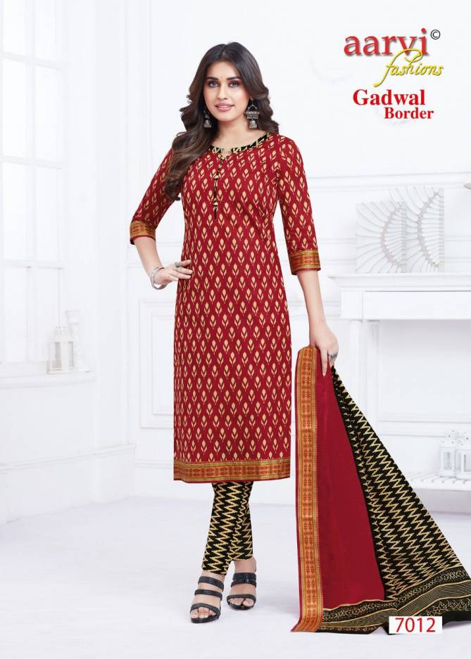 Aarvi Gadwal Border Vol 7 Wholesale Cotton Printed Readymade Dress Catalog

